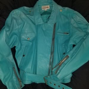 Womans leather vintage bomber jacket